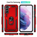 For Samaung Galaxy S22 5G Shockproof TPU + PC Protective Case with 360 Degree Rotating Holder(Red)
