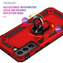 For Samaung Galaxy S22 5G Shockproof TPU + PC Protective Case with 360 Degree Rotating Holder(Red)