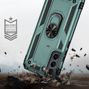 For Samaung Galaxy S22 5G Shockproof TPU + PC Protective Case with 360 Degree Rotating Holder(Dark Green)