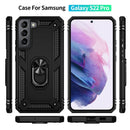 For Samaung Galaxy S22+ 5G Shockproof TPU + PC Protective Case with 360 Degree Rotating Holder(Black)