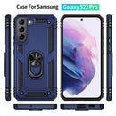 For Samaung Galaxy S22+ 5G Shockproof TPU + PC Protective Case with 360 Degree Rotating Holder(Blue)