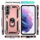 For Samaung Galaxy S22+ 5G Shockproof TPU + PC Protective Case with 360 Degree Rotating Holder(Rose Gold)