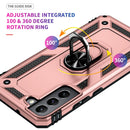 For Samaung Galaxy S22+ 5G Shockproof TPU + PC Protective Case with 360 Degree Rotating Holder(Rose Gold)