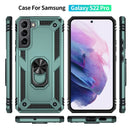 For Samaung Galaxy S22+ 5G Shockproof TPU + PC Protective Case with 360 Degree Rotating Holder(Dark Green)