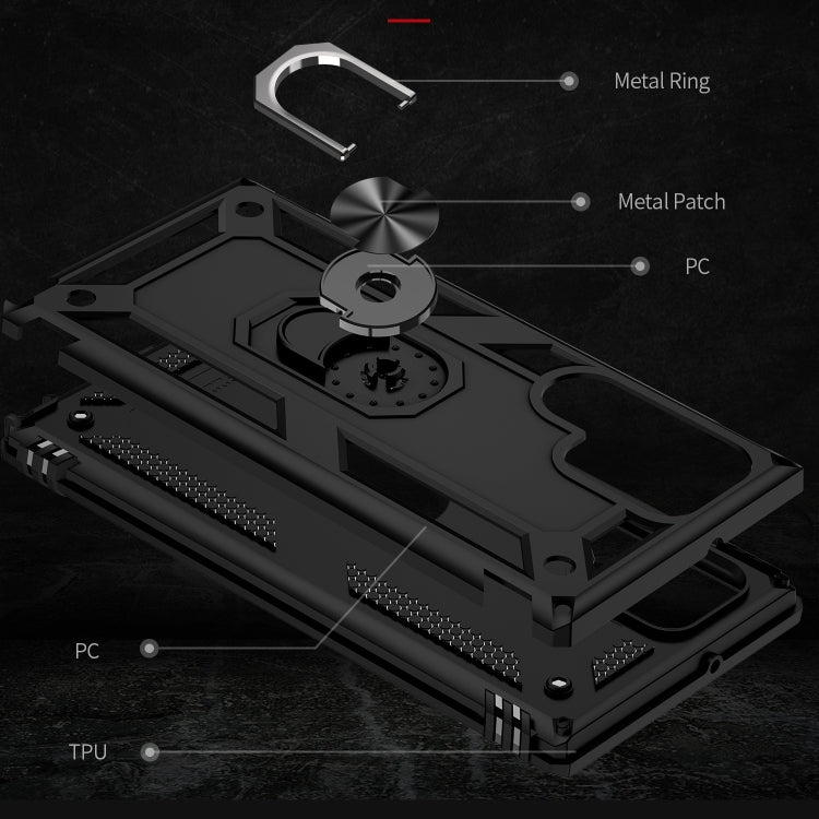For Samaung Galaxy S22 Ultra 5G Shockproof TPU + PC Protective Case with 360 Degree Rotating Holder(Black)