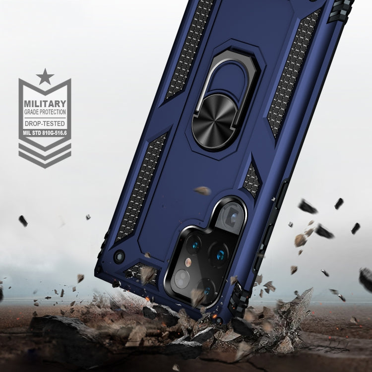 For Samaung Galaxy S22 Ultra 5G Shockproof TPU + PC Protective Case with 360 Degree Rotating Holder(Blue)