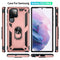 For Samaung Galaxy S22 Ultra 5G Shockproof TPU + PC Protective Case with 360 Degree Rotating Holder(Rose Gold)