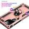 For Samaung Galaxy S22 Ultra 5G Shockproof TPU + PC Protective Case with 360 Degree Rotating Holder(Rose Gold)