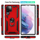 For Samaung Galaxy S22 Ultra 5G Shockproof TPU + PC Protective Case with 360 Degree Rotating Holder(Red)