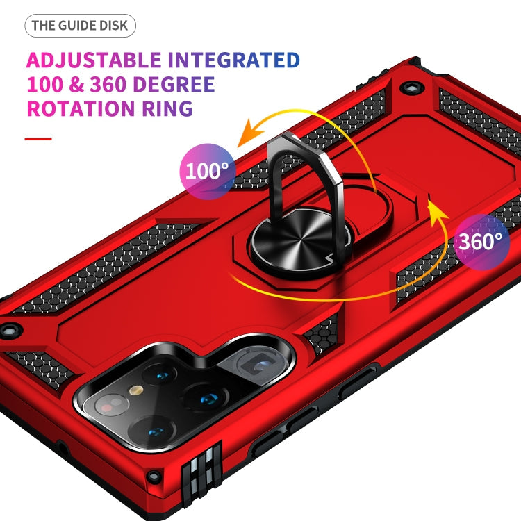 For Samaung Galaxy S22 Ultra 5G Shockproof TPU + PC Protective Case with 360 Degree Rotating Holder(Red)