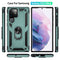 For Samaung Galaxy S22 Ultra 5G Shockproof TPU + PC Protective Case with 360 Degree Rotating Holder(Dark Green)