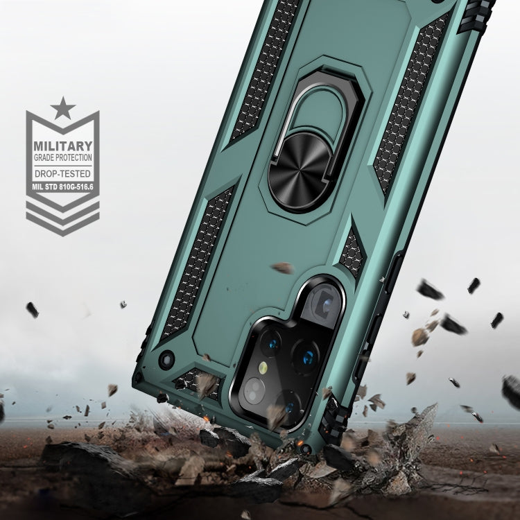 For Samaung Galaxy S22 Ultra 5G Shockproof TPU + PC Protective Case with 360 Degree Rotating Holder(Dark Green)