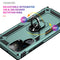 For Samaung Galaxy S22 Ultra 5G Shockproof TPU + PC Protective Case with 360 Degree Rotating Holder(Dark Green)