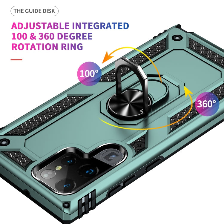 For Samaung Galaxy S22 Ultra 5G Shockproof TPU + PC Protective Case with 360 Degree Rotating Holder(Dark Green)