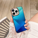 Glitter Powder Electroplating Smudge Gradient Shockproof Phone Case For iPhone 13 Pro Max(Smudge Blue J2)