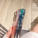 Glitter Powder Electroplating Smudge Gradient Shockproof Phone Case For iPhone 13 Pro Max(Smudge Blue J2)