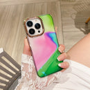 Glitter Powder Electroplating Smudge Gradient Shockproof Phone Case For iPhone 11(Pink Green J5)