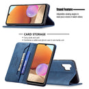 For Samsung Galaxy A32 4G Magnetic RFID Blocking Anti-Theft Leather Case with Holder & Card Slots & Wallet(Blue)