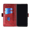 For Samsung Galaxy S22 Ultra 5G Retro Texture Contrast Color Side Buckle Horizontal Flip Leather Case with Holder & Card Slots & Wallet(Red)