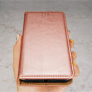 For Samaung Galaxy S22 Ultra 5G Pure Color Magnetic Horizontal Flip Leather Case with Holder & Card Slot & Wallet(Rose Gold)