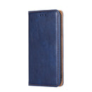 For Samaung Galaxy S22 Ultra 5G Pure Color Magnetic Horizontal Flip Leather Case with Holder & Card Slot & Wallet(Blue)