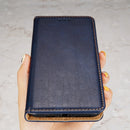 For Samaung Galaxy S22 Ultra 5G Pure Color Magnetic Horizontal Flip Leather Case with Holder & Card Slot & Wallet(Blue)
