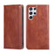 For Samaung Galaxy S22 Ultra 5G Pure Color Magnetic Horizontal Flip Leather Case with Holder & Card Slot & Wallet(Brown)