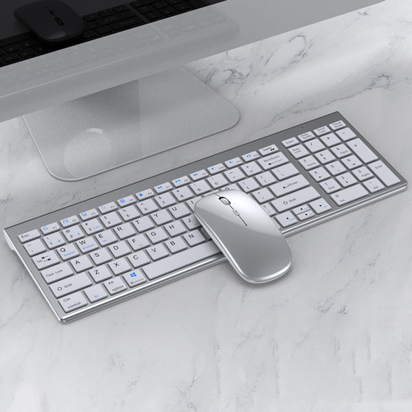 109 Three-mode Wireless Bluetooth Keyboard Mouse Set(Silver)