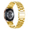 For Samsung Galaxy Watch4 40mm/44mm Universal Flat Head Three-bead Stainless Steel Watch Band(Gold)