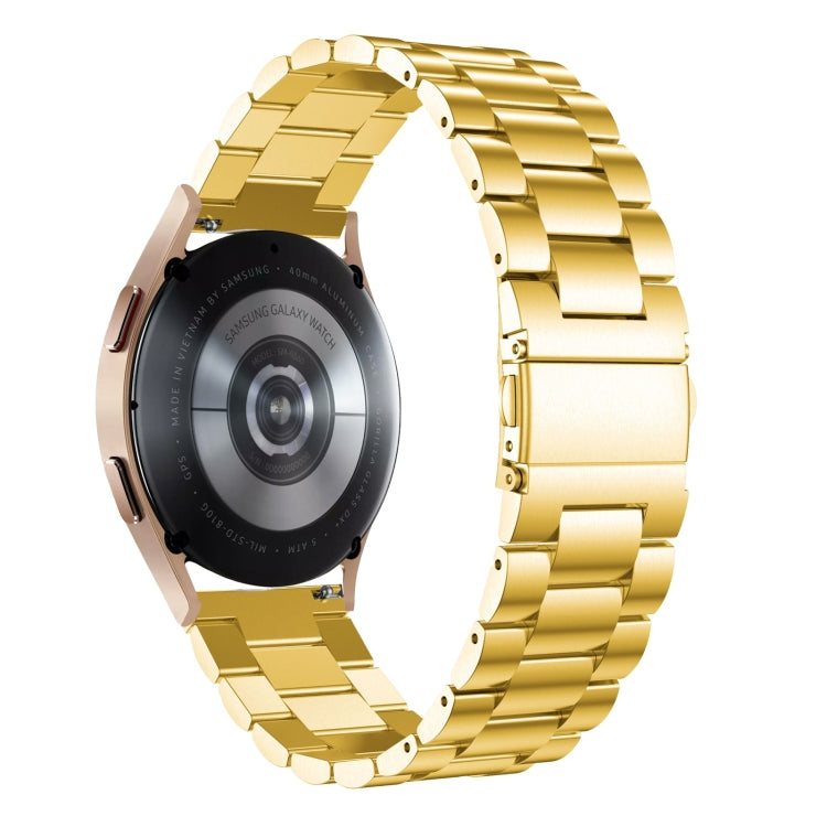 For Samsung Galaxy Watch4 40mm/44mm Universal Flat Head Three-bead Stainless Steel Watch Band(Gold)
