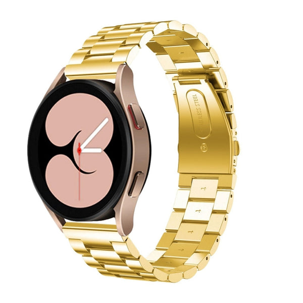 For Samsung Galaxy Watch4 40mm/44mm Universal Flat Head Three-bead Stainless Steel Watch Band(Gold)