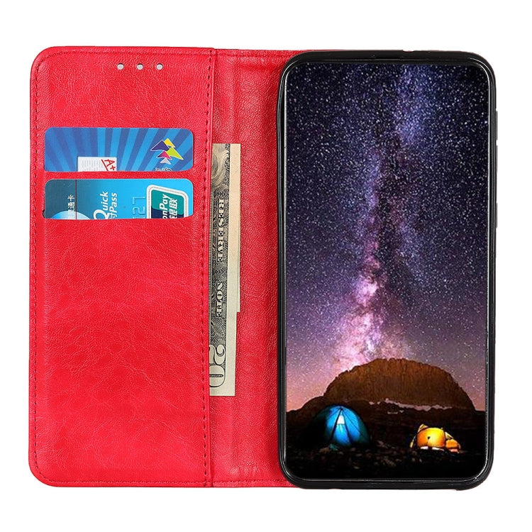 For Samsung Galaxy S22 5G Magnetic Crazy Horse Texture Horizontal Flip Leather Case with Holder & Card Slots & Wallet(Red)