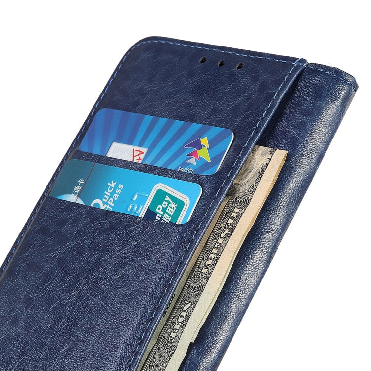 For Samsung Galaxy S22 5G Magnetic Crazy Horse Texture Horizontal Flip Leather Case with Holder & Card Slots & Wallet(Blue)