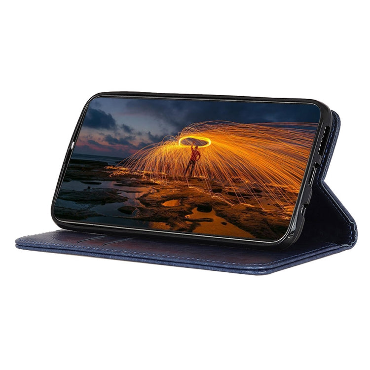 For Samsung Galaxy S22 5G Magnetic Crazy Horse Texture Horizontal Flip Leather Case with Holder & Card Slots & Wallet(Blue)