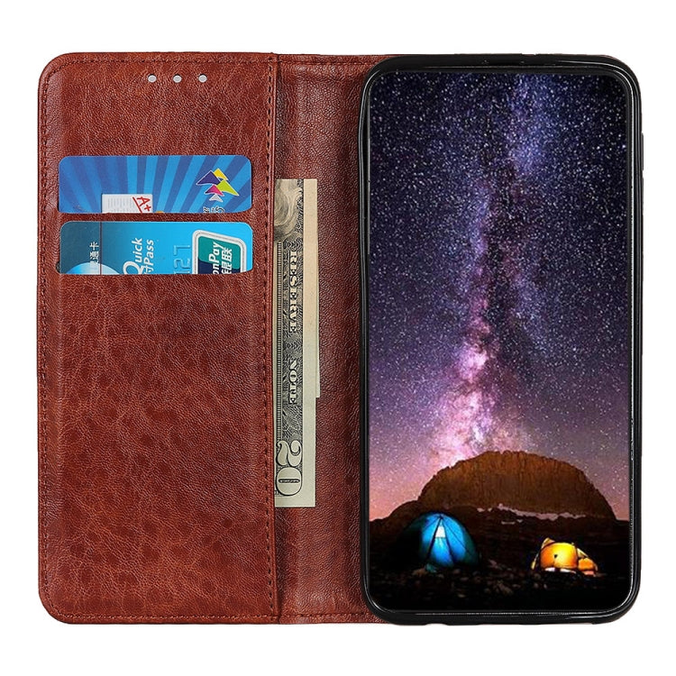 For Samsung Galaxy S22 5G Magnetic Crazy Horse Texture Horizontal Flip Leather Case with Holder & Card Slots & Wallet(Brown)