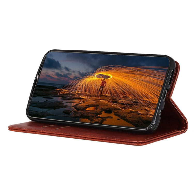 For Samsung Galaxy S22 5G Magnetic Crazy Horse Texture Horizontal Flip Leather Case with Holder & Card Slots & Wallet(Brown)