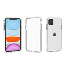 For iPhone 11 Grid Pattern Shockproof Transparent TPU Protective Case(White)