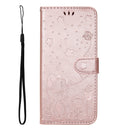 For vivo Y21 2021 / Y21s / Y33s Cat Bee Embossing Pattern Shockproof Horizontal Flip Leather Case with Holder & Card Slots & Wallet(Rose Gold)