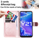 For vivo Y21 2021 / Y21s / Y33s Cat Bee Embossing Pattern Shockproof Horizontal Flip Leather Case with Holder & Card Slots & Wallet(Rose Gold)