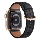 Classic Buckle Leather Watch Band For Apple Watch Series 7 45mm / 6&SE&5&4 44mm / 3&2&1 42mm(Black)