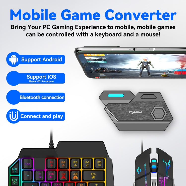 HXSJ P3 Bluetooth 5.0 Keyboard Mouse Converter Shooting Game Auxiliary Tool(Black)