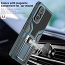 For Xiaomi Redmi Note 10 Pro Armor 2 in 1 PC + TPU Magnetic Shockproof Case with Foldable Holder(Cyan)