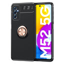 For Samsung Galaxy M52 5G Metal Ring Holder 360 Degree Rotating TPU Phone Case(Black+Rose Gold)