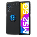 For Samsung Galaxy M52 5G Metal Ring Holder 360 Degree Rotating TPU Phone Case(Black+Blue)