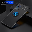 For Samsung Galaxy M52 5G Metal Ring Holder 360 Degree Rotating TPU Phone Case(Black+Blue)