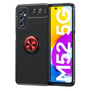 For Samsung Galaxy M52 5G Metal Ring Holder 360 Degree Rotating TPU Phone Case(Black+Red)