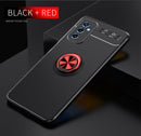 For Samsung Galaxy M52 5G Metal Ring Holder 360 Degree Rotating TPU Phone Case(Black+Red)