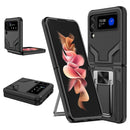 For Samsung Galaxy Z Flip3 5G Armor 2 in 1 PC + TPU Magnetic Shockproof Case with Foldable Holder(Black)