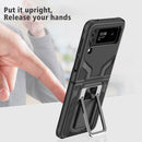 For Samsung Galaxy Z Flip3 5G Armor 2 in 1 PC + TPU Magnetic Shockproof Case with Foldable Holder(Black)