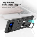 For Samsung Galaxy Z Flip3 5G Armor 2 in 1 PC + TPU Magnetic Shockproof Case with Foldable Holder(Black)